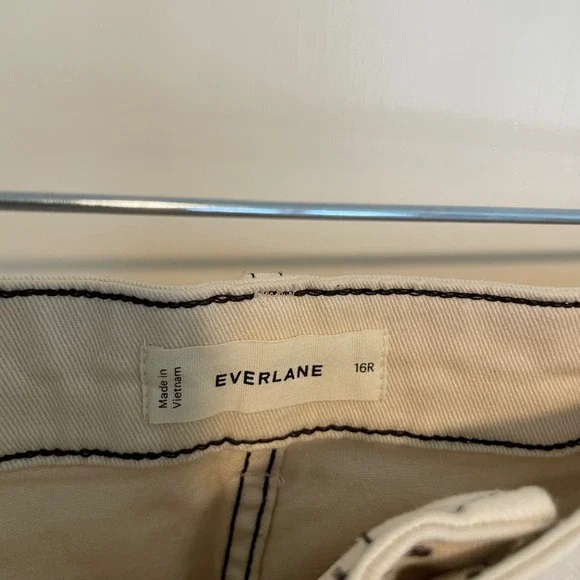 Everlane Utility Barrel Pant Bone White Contrast Stitch High Rise Size 16 - Picture 6 of 8